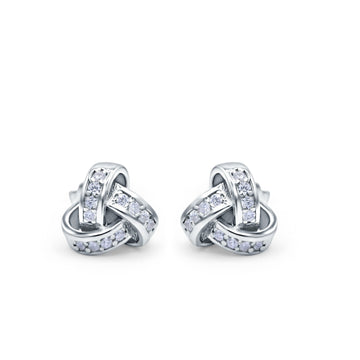 Stud Earrings Round Simulated CZ 925 Sterling Silver (8mm)
